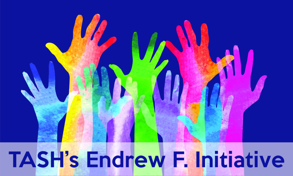 Image of colorful hands reaching into the air with a purple background