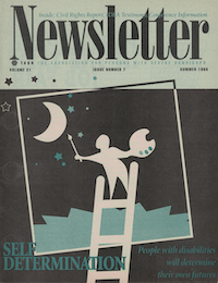 A thumbnail of the cover of the Summer 1995 issue of Connections. It is a stylized silhouette of a person on a latter with a painter's board and brush painting the moon and stars.