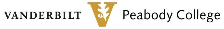 The Vanderbilt Peabody College logo: a mustard yellow letter V with the opening in the V the shape of an oak leaf and acorn.