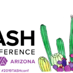 The 2019 TASH Conference banner. A stylized illustration of a grove of cacti. The tall saguaros are green. The low prickly pear cacti are shades of purple. The text says that the conference is in Phoenix, Arizona, December 5th through 7th.