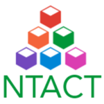 The NTACT Logo: a pyramid of multicolored oblique cubes with the acronym NTACT below it