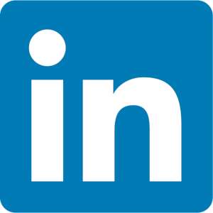 The LinkedIn icon: word in inscribed in white on a blue squircle.